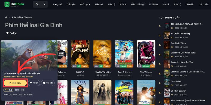 Cách xem phim đơn giản trên RoPhim